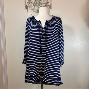 Style & Co Navy/White Stripe Tunic Top